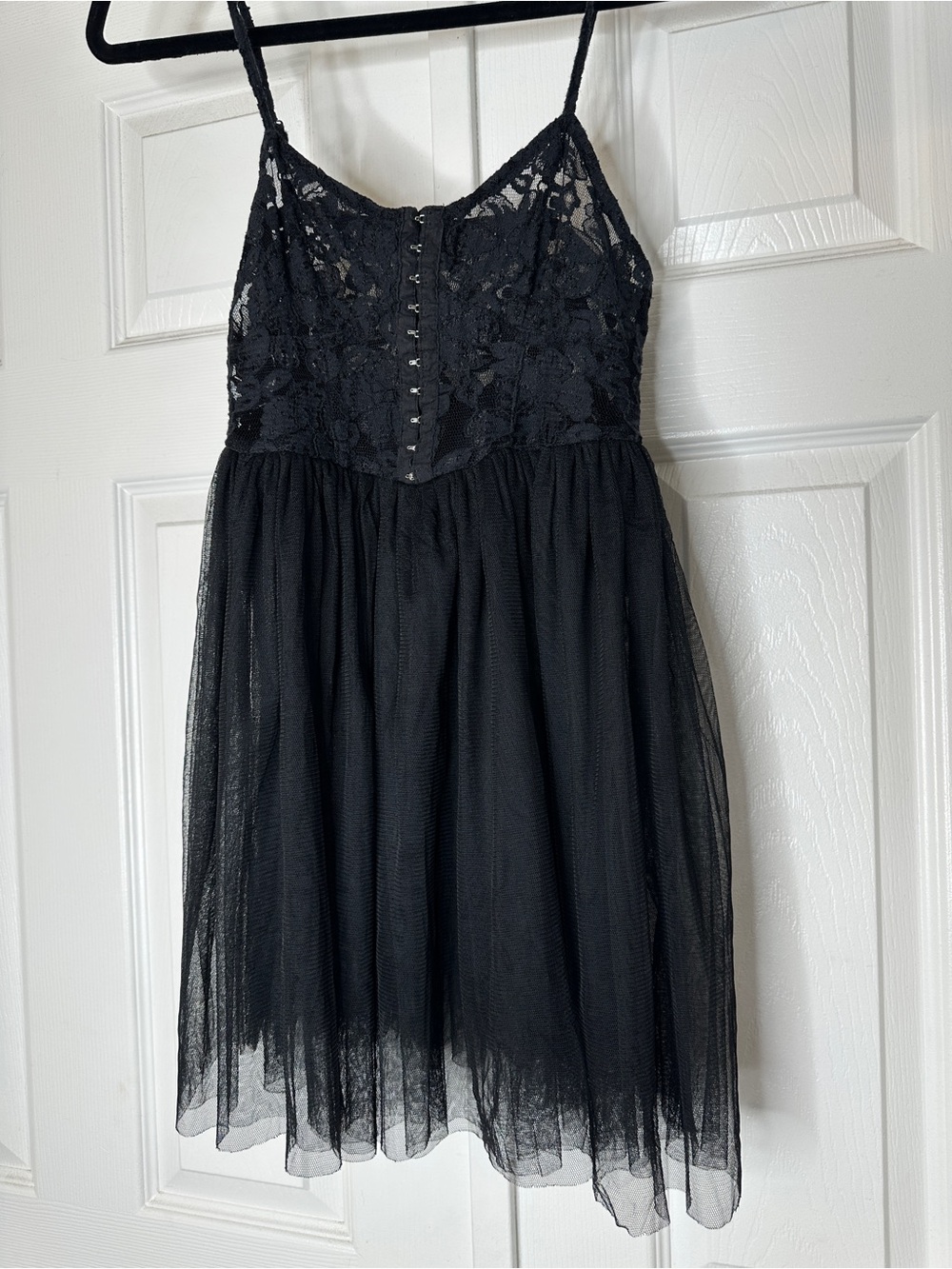 Millau Black Lace Tulle Dress Size XS Goth Fairy Grunge Babydoll Mini Dress